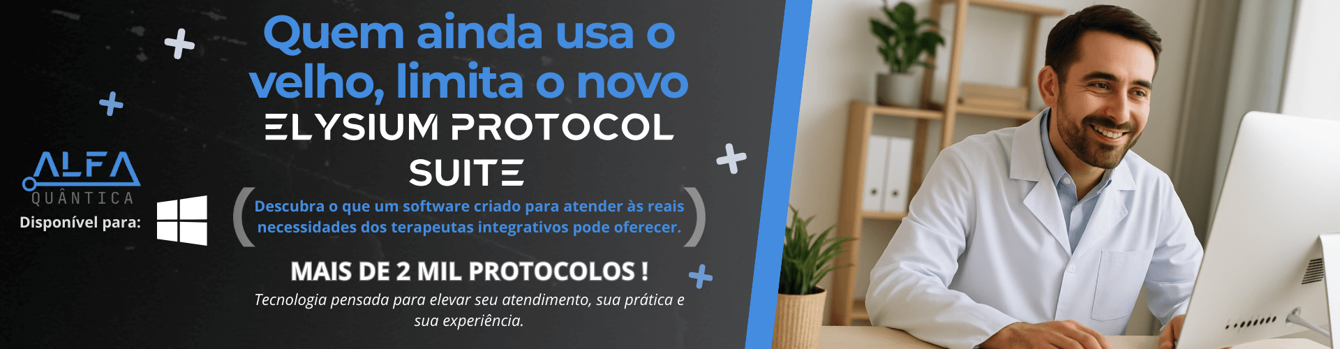 Banner de anúncio do novo software Elysium da Alfa Quântica